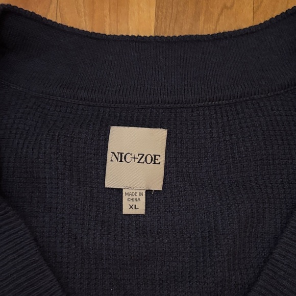 NIC+ZOE Women's Navy V-Neck Sweater - Picture 2 of 6